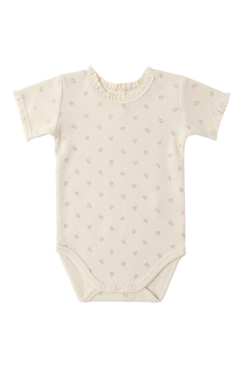 Organic Cotton Waffle Knit Bodysuit, Alternate, color, NATURAL