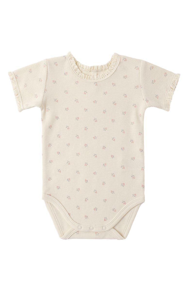 QUINCY MAE Organic Cotton Waffle Knit Bodysuit, Alternate, color, Natural