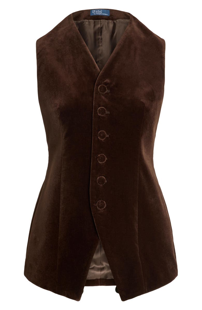 Polo Ralph Lauren Longline Stretch Velveteen Blazer, Alternate, color, Circuit Brown