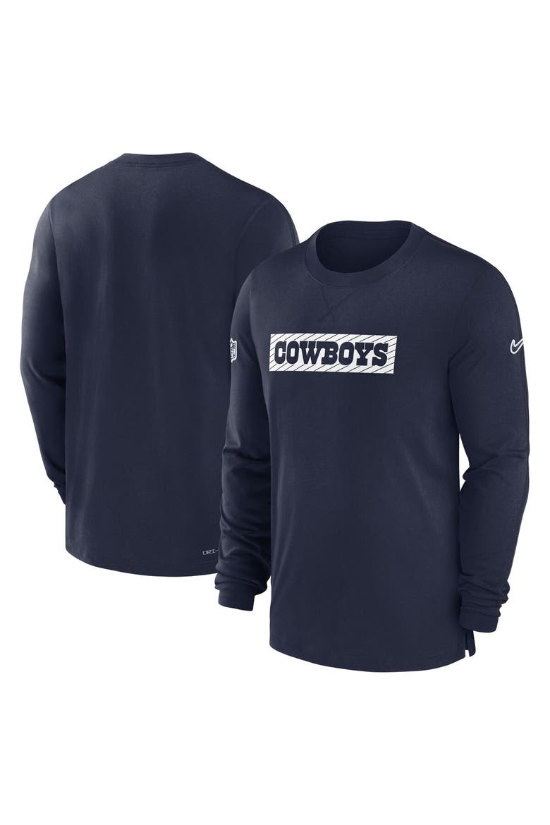 Men's Nike Navy Dallas Cowboys 2024/25 Sideline Player Tri-Blend Performance Long Sleeve T-Shirt, Main, color, Navy