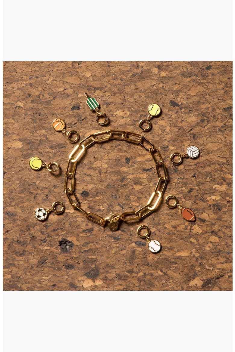 Soccer Ball Charm, Alternate, color, Gold
