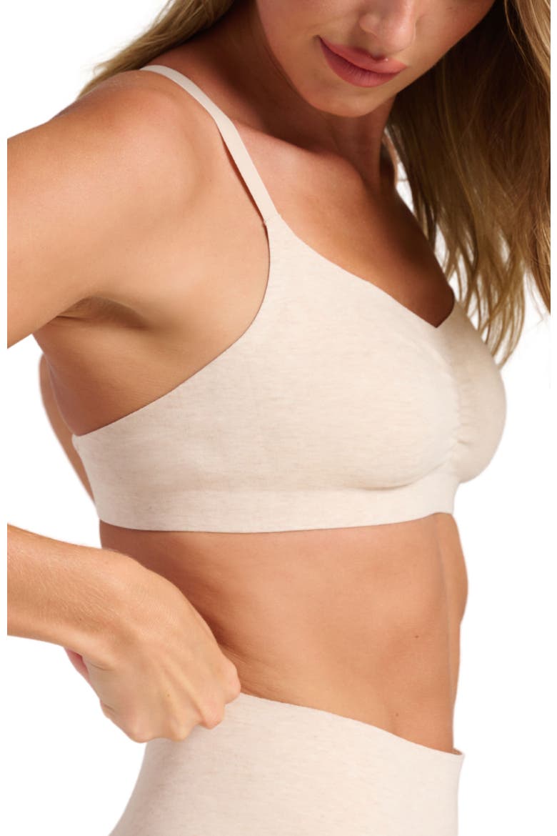 Organic Cotton No-Show V-Scoop Bra, Alternate, color, Oatmeal