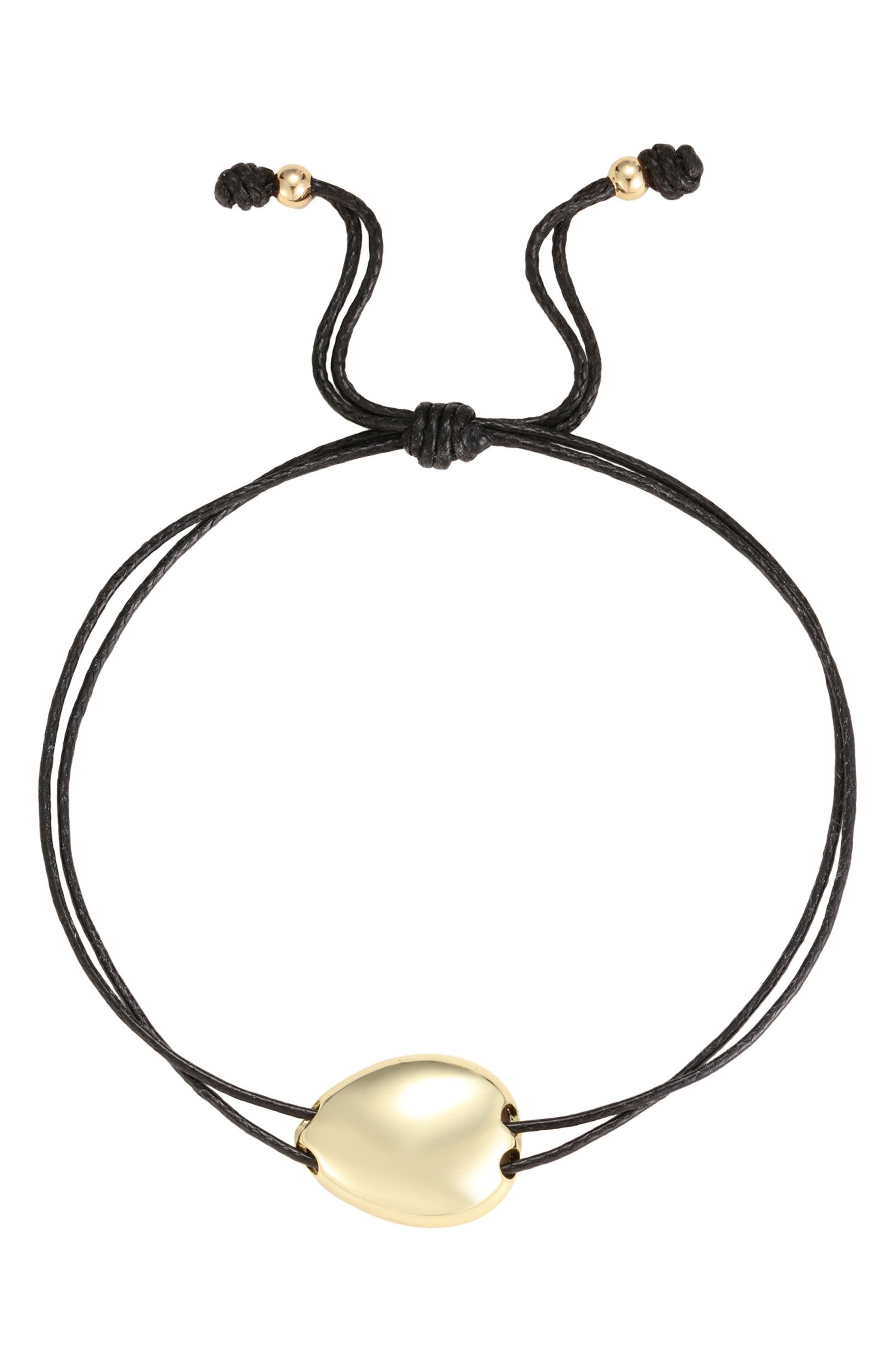 14K Gold Plated Pebble Cord Slider Bracelet