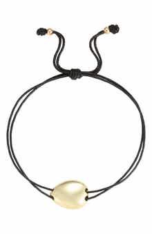 14K Gold Plated Pebble Cord Slider Bracelet