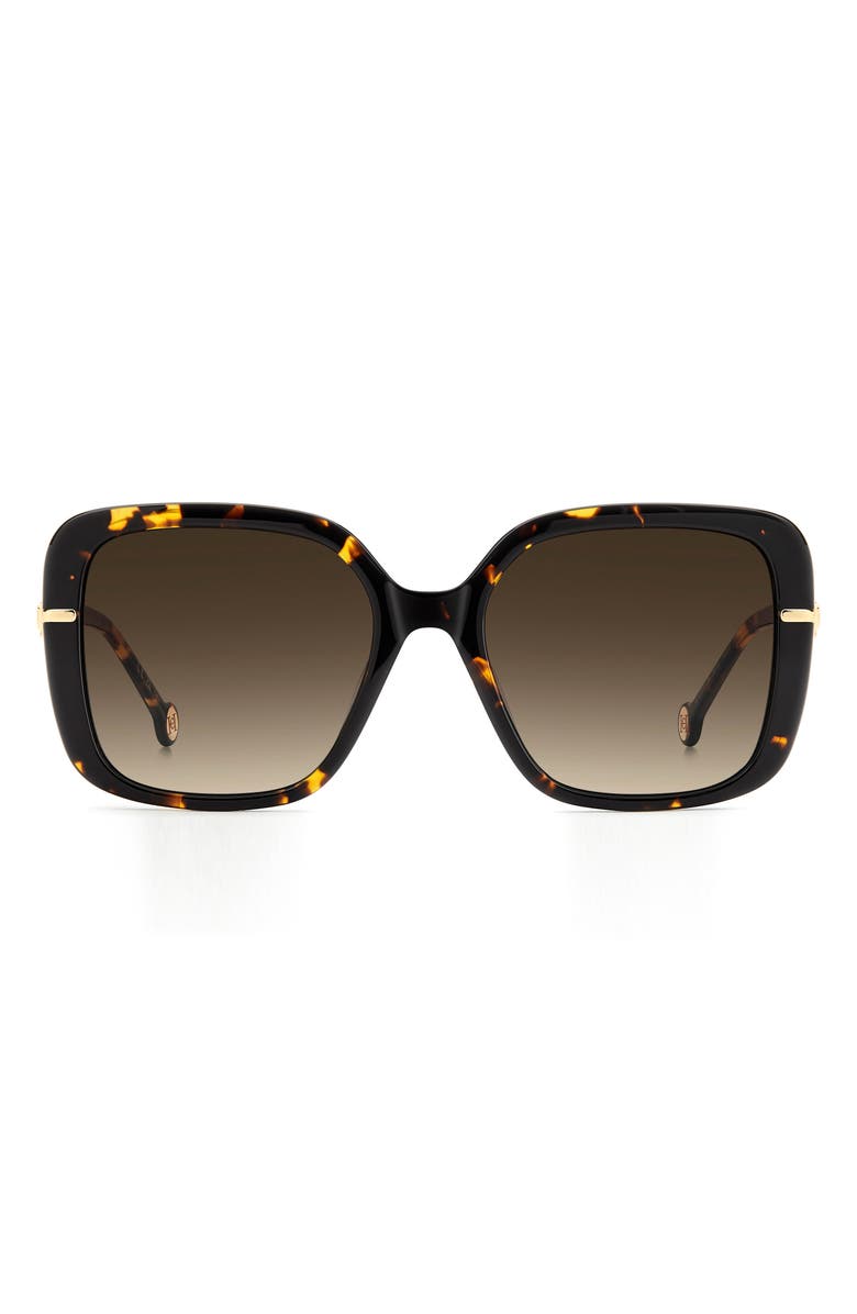 Carolina Herrera Her 55mm Gradient Square Sunglasses, Main, color, Havana/ Brown Sf