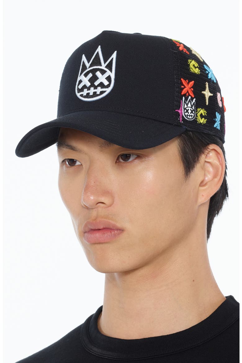 Shimuchan Logo Trucker Hat, Alternate, color, BLACK PATTERN