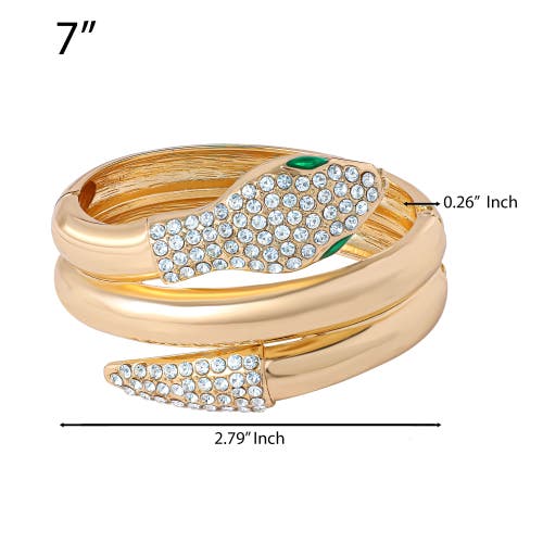 Jessica Simpson Snake Hinge Gold-tone Bracelet With Crystal Eyes In Gold