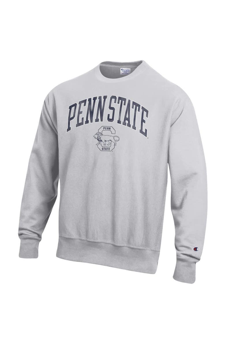 Champion Men's Champion Gray Penn State Nittany Lions Distressed Arch Over Logo Reverse Weave Crew Neck Sweatshirt, Alternate, color, Gray