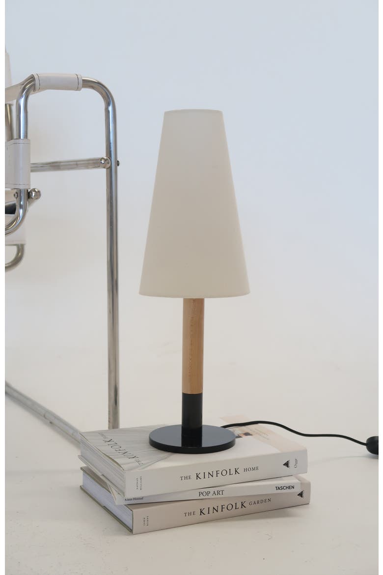 Arthur 18" LED Table Lamp with Wood Accent and Classic Silhouette, Bulb Included, Alternate, color, Cream