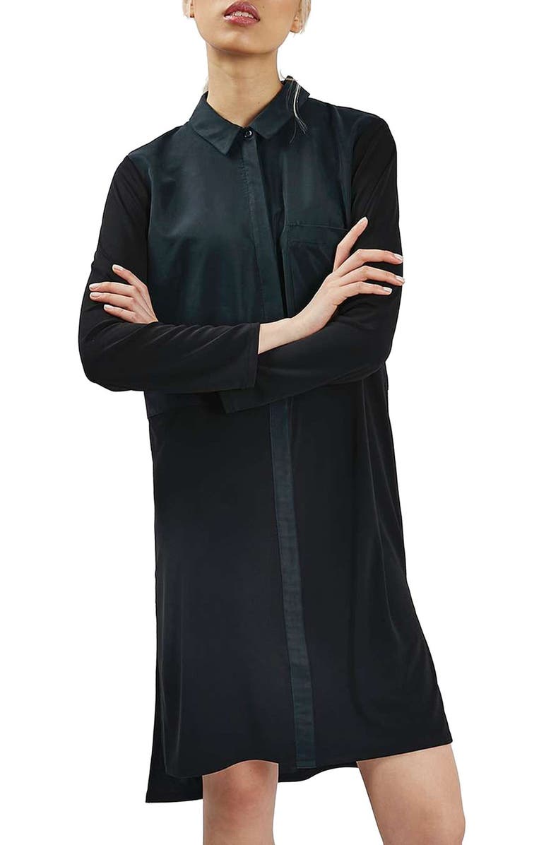 Topshop Hybrid Long Sleeve Shirtdress, Main, color, 