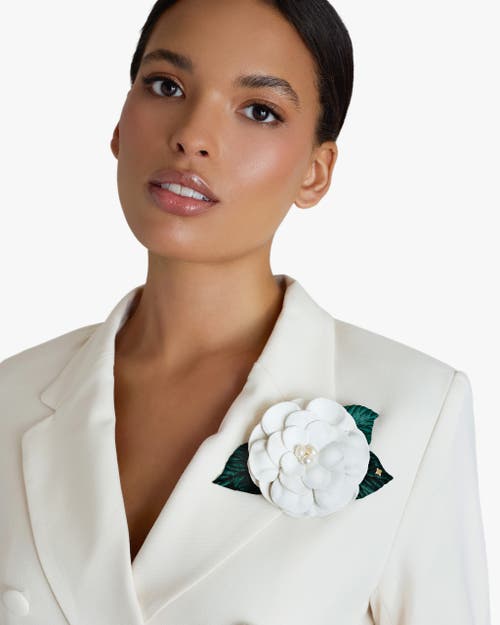 Helena Simon The Small White Gardenia Floral Brooch In White