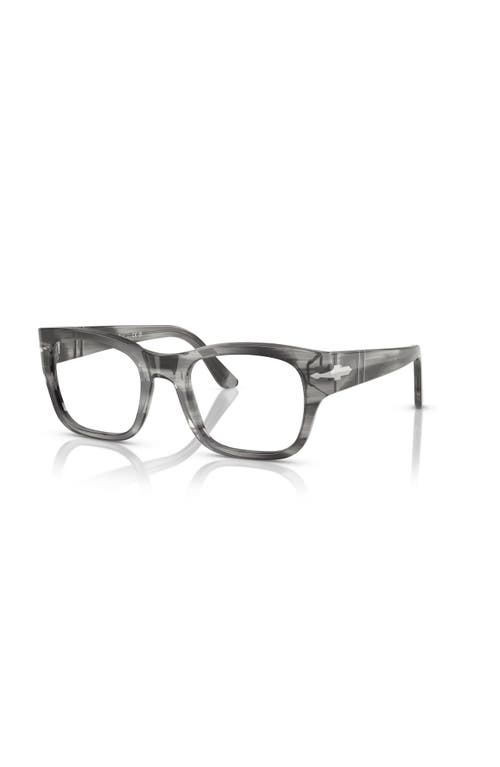 Persol 52mm Rectangle Optical Glasses In Metallic