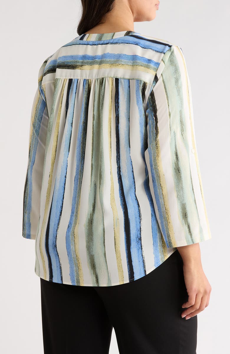 AK ANNE KLEIN Stripe V-Neck Top, Alternate, color, 