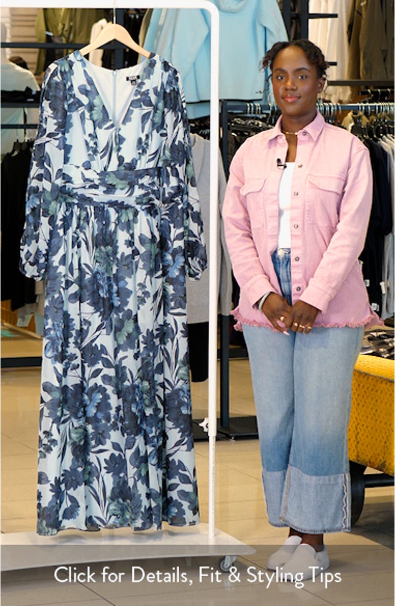 Floral Long Sleeve Chiffon Maxi Dress, sales video thumbnail