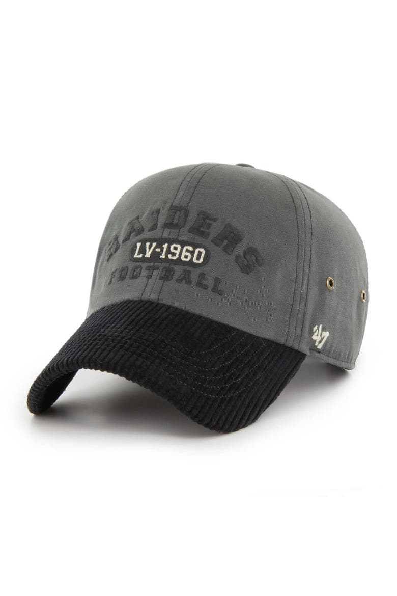 Men's '47 Charcoal Las Vegas Raiders Ridgeway Clean Up Adjustable Hat, Main, color, Charcoal