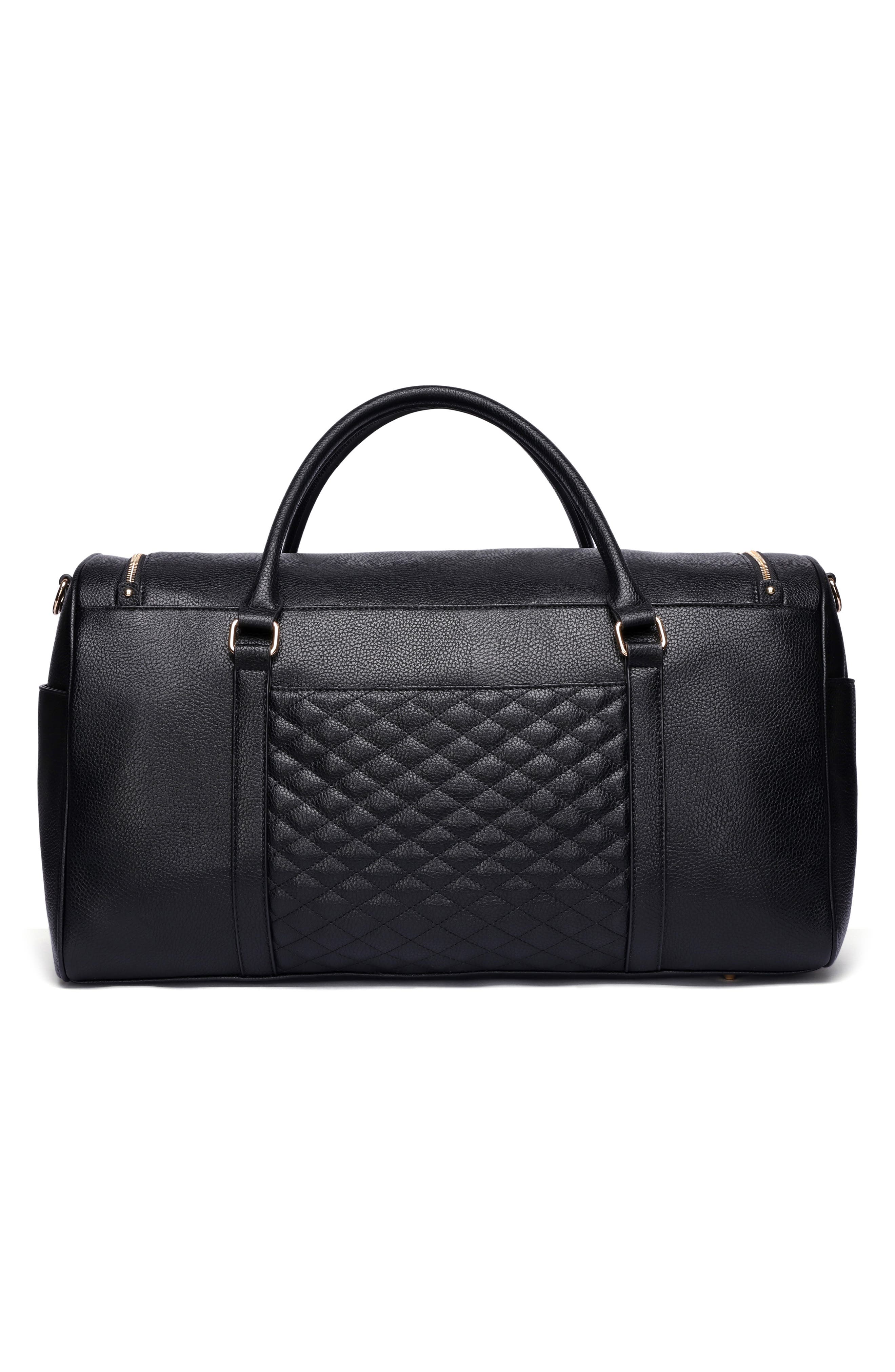 Luli Bebé Monaco Faux Leather Travel Bag, Alternate, color, Ebony Black