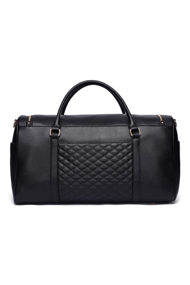 Monaco Faux Leather Travel Bag, Alternate, color, EBONY BLACK