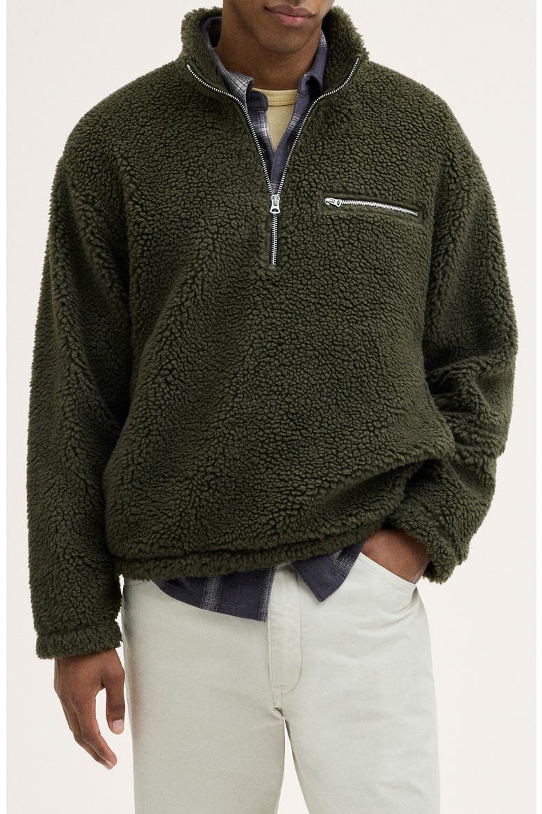 Half-Zip Fleece Pullover, Main, color, DRIED OLIVE