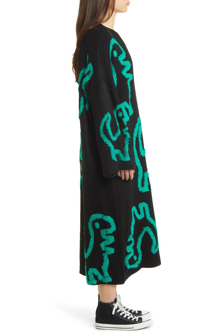 Rawr Means I Love You Long Sleeve Oversize Sweater Dress, Alternate, color, BLACK
