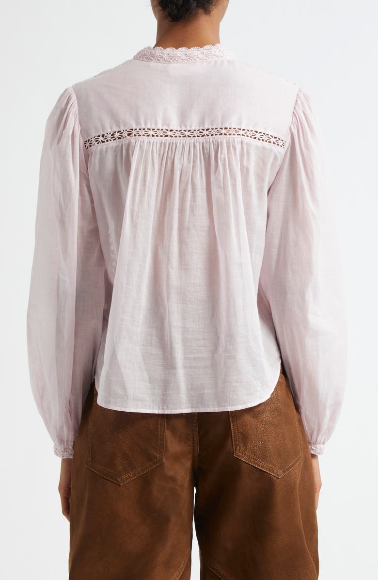 Isabel Marant Étoile Greicy Pintuck Tie Neck Cotton Top, Alternate, color, Light Pink