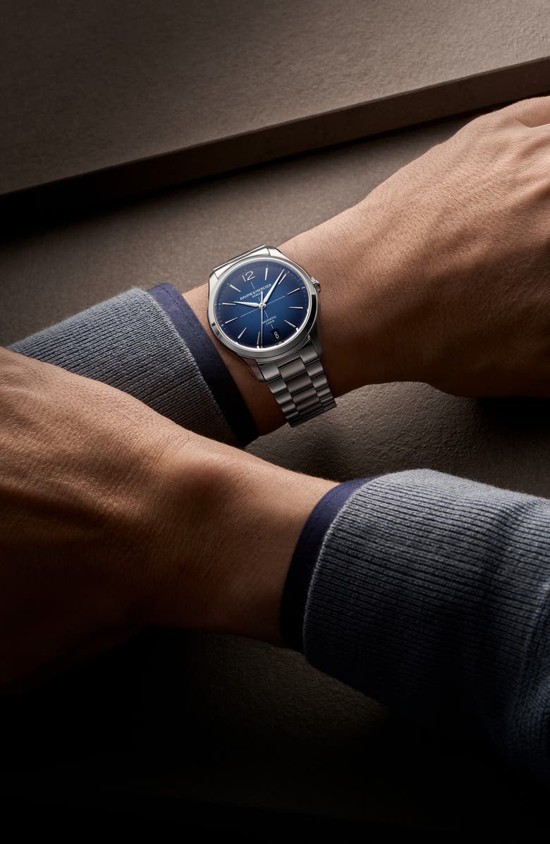 Baume & Mercier Clifton Baumatic Bracelet Watch, 39mm, Alternate, color, Blue