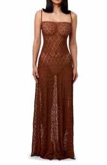 Naked Wardrobe Sheer Stretch Lace Maxi Dress