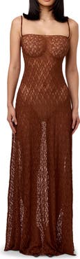 Naked Wardrobe Sheer Stretch Lace Maxi Dress