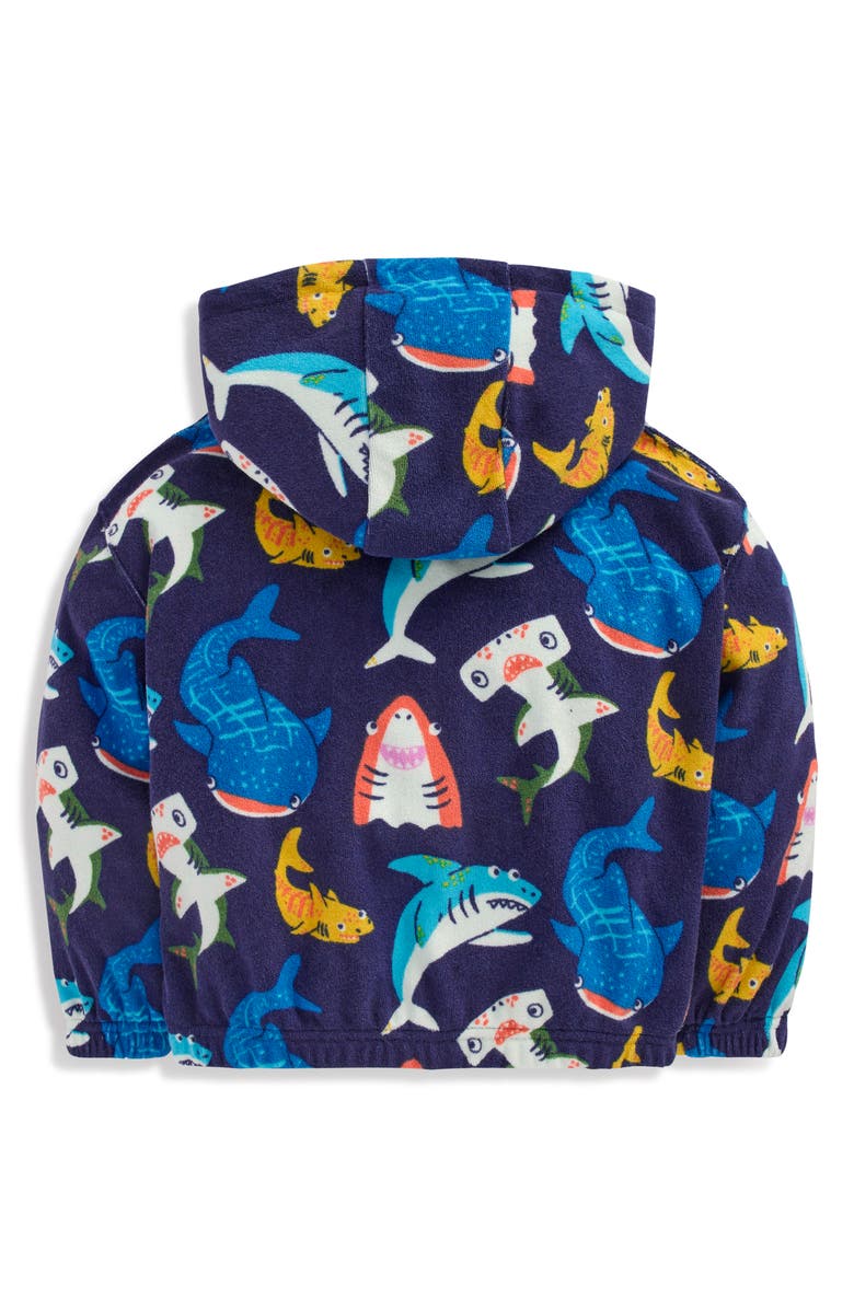 Mini Boden Kids' Shark Terry Hoodie, Alternate, color, Navy Sharks