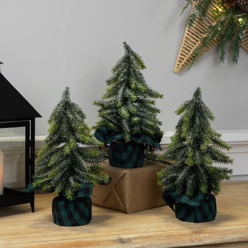 Northlight Mini Iced Downswept Pine Artificial Christmas Trees In Green