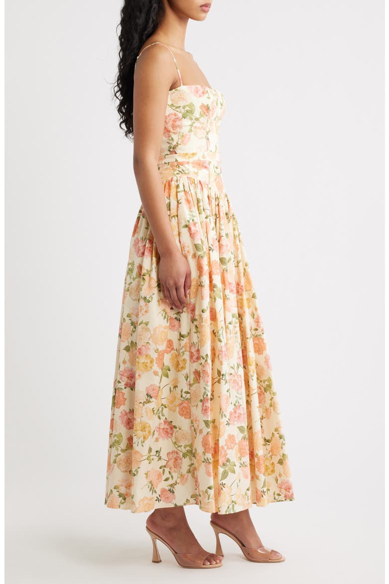 Ysabella Floral Stretch Cotton Maxi Sundress, Alternate, color, WARM ROSE PRINT