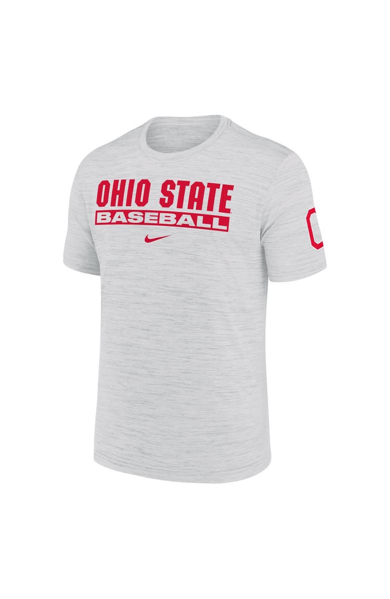 Nike Men's Nike Ash Ohio State Buckeyes Velocity Baseball Wordmark Stack Performance T-Shirt, Alternate, color, Ash