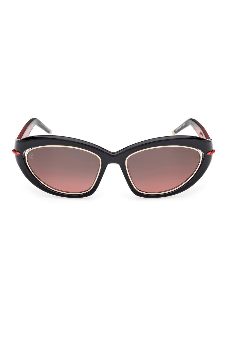 So Kate 55mm Gradient Cat Eye Sunglasses, Main, color, BLACK / RED / ZEISS RED
