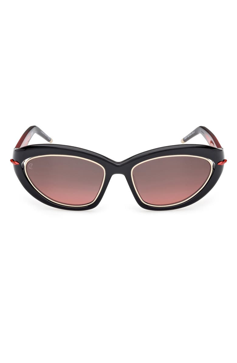 Christian Louboutin So Kate 55mm Gradient Cat Eye Sunglasses, Main, color, Black / Red / Zeiss Red