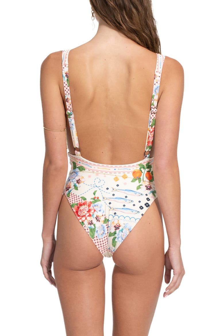 Priscila Basket Lace-Up One-Piece Swimsuit, Alternate, color, WHITE