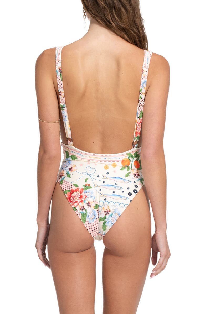Agua Bendita Priscila Basket Lace-Up One-Piece Swimsuit, Alternate, color, White