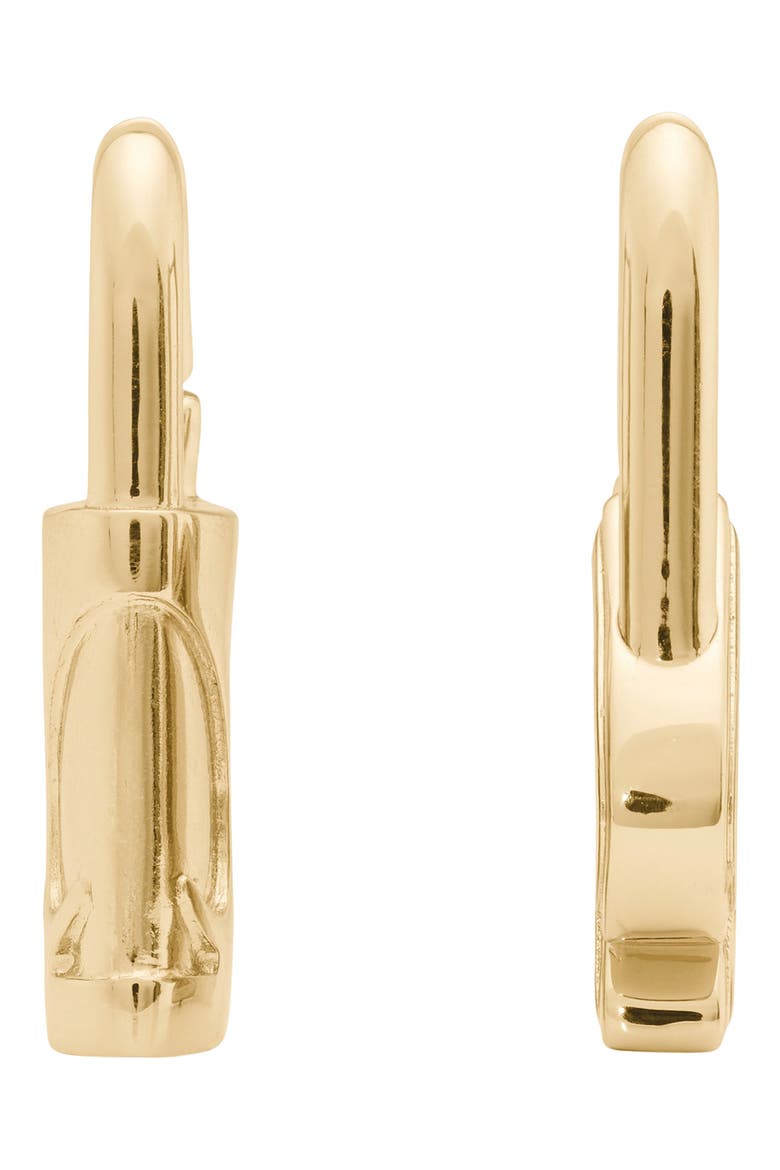 Asymmetrical Padlock Huggie Hoop Earrings, Alternate, color, GOLD