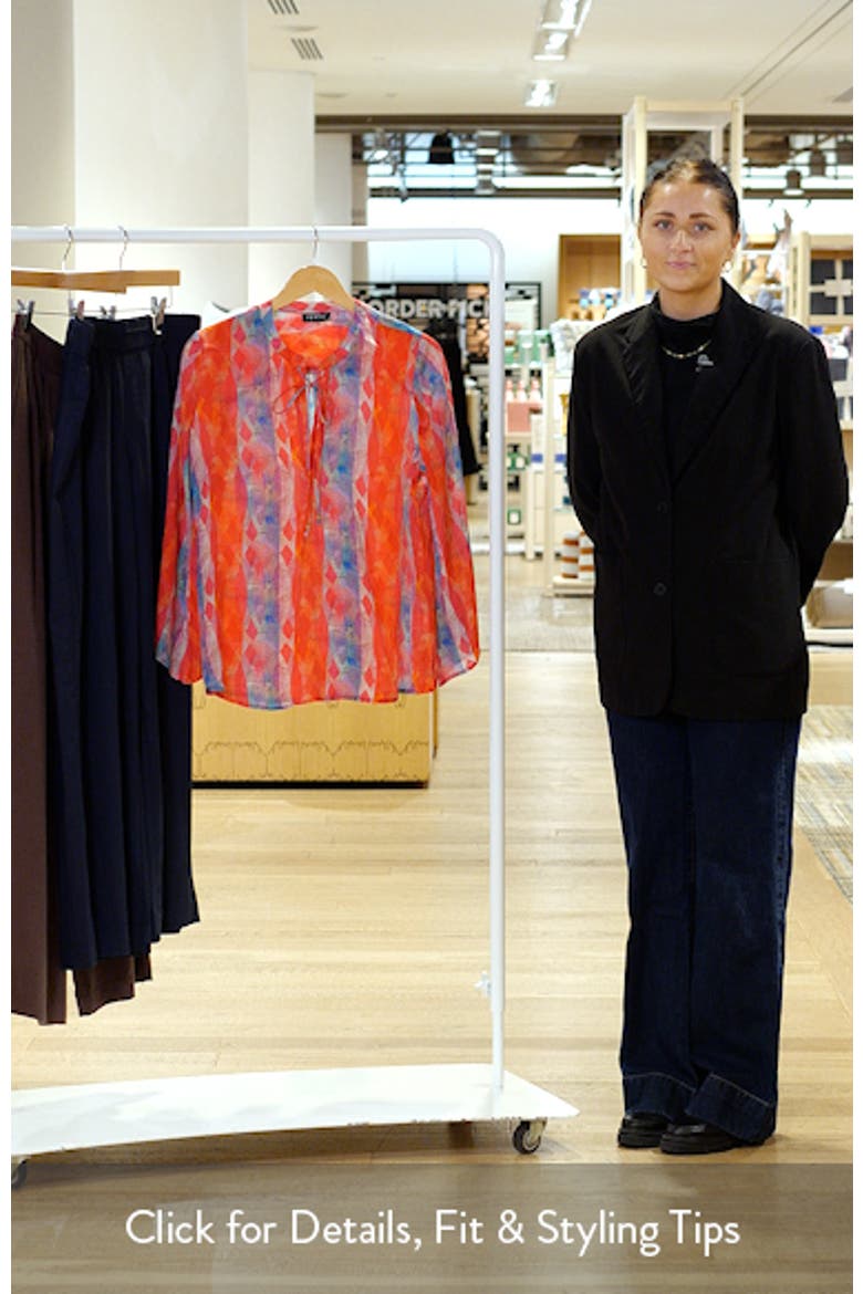 Print Split Neck Bell Sleeve Top video