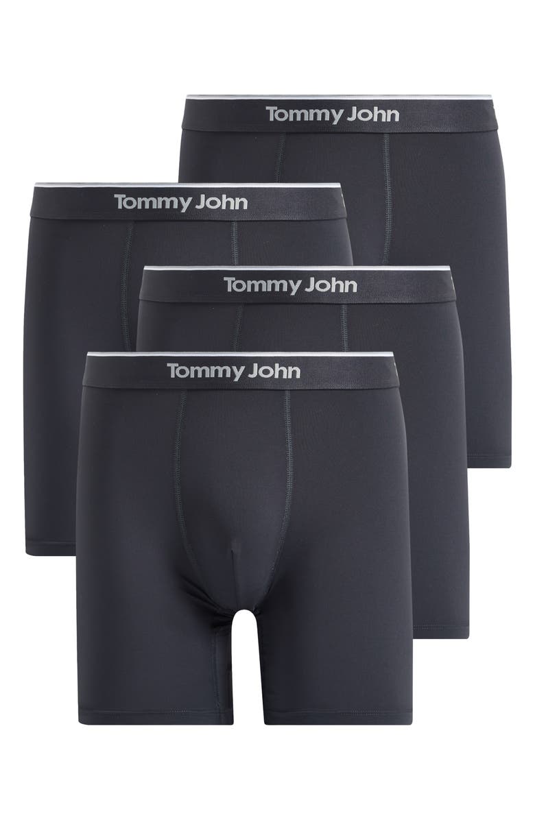 Tommy John Micro Stretch 4-Pack 6-Inch Boxer Briefs, Alternate, color, Black