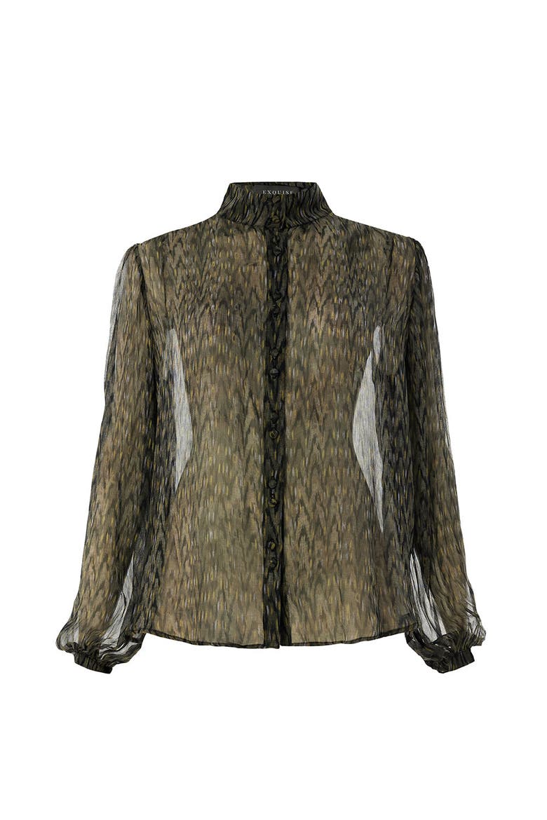 Kamiyah Mandarin Collar Blouse, Alternate, color, Black
