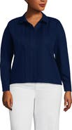 Lands' End Plus Size No Iron Boxy Cropped Shirt