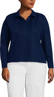 Lands' End Plus Size No Iron Boxy Cropped Shirt