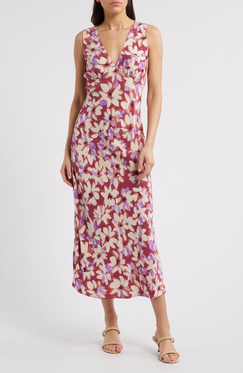 Rails Audrina Floral Print Midi Dress, Main, color, Amaranth