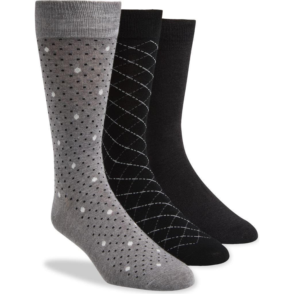 Cole Haan Assorted Dot 3-pack Dress Socks In Black