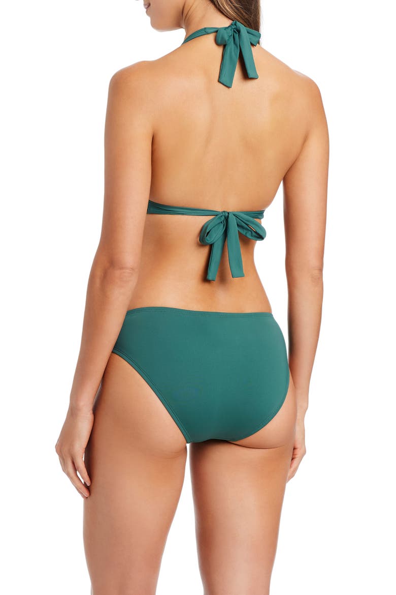 Ladder Stitch Halter Bikini Top, Alternate, color, EMERALD GROVE