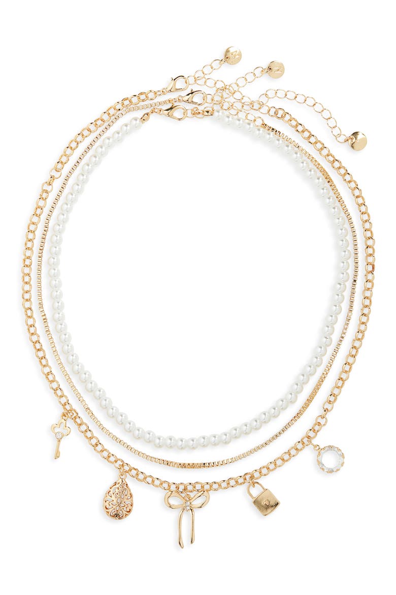 Layered Charm Necklace, Main, color, GOLD MULTI