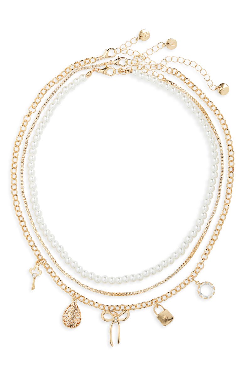 BP. Layered Charm Necklace, Main, color, Gold Multi