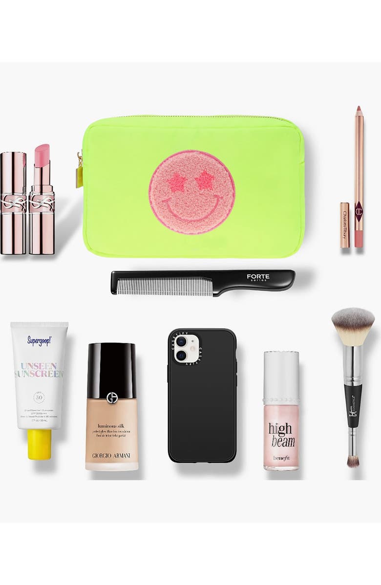 Bloc Bags Medium Smiley Cosmetics Bag, Alternate, color, Neon Yellow