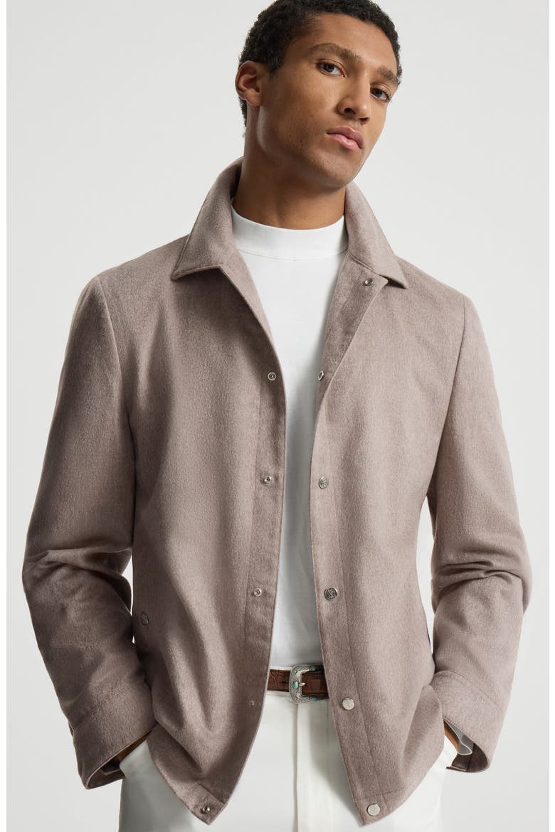 Cashmere flannel outerwear jacket, Alternate, color, Light Brown