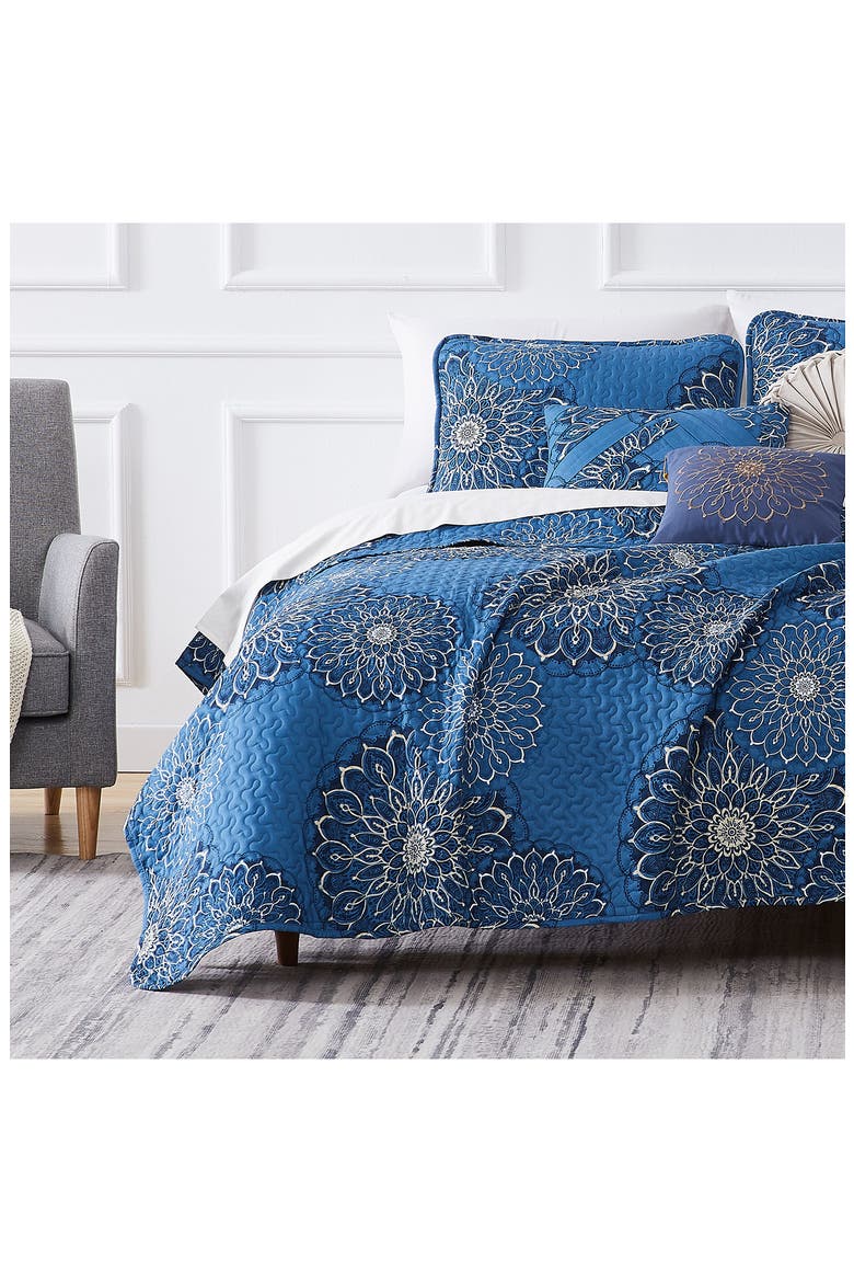 Midnight Floral Quilt Set, Main, color, BLUE