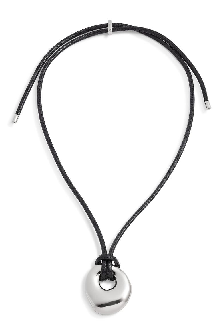Pendant Slider Necklace, Main, color, BLACK- SILVER